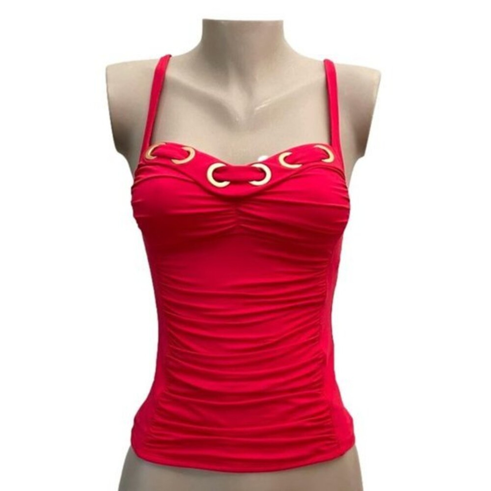 Bleu Rod Beattie Red Grommet Retro Tankini Top Size 4